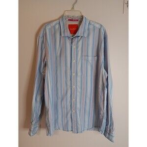 Tommy Bahama Mens Button Up Shirt Long Sleeve Large Stripes 100% Cotton